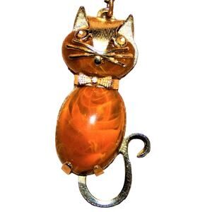 60s VNTG HOBCO Cat Charm Necklace